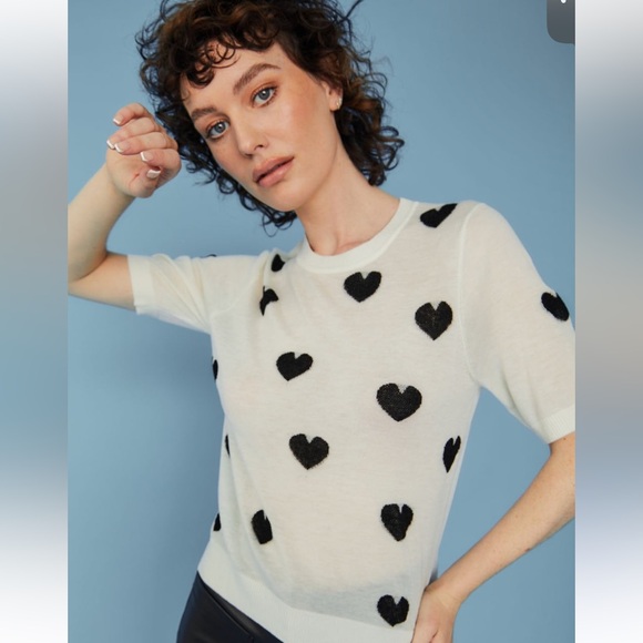 Next Direct Tops - Gray Black Hearts Top